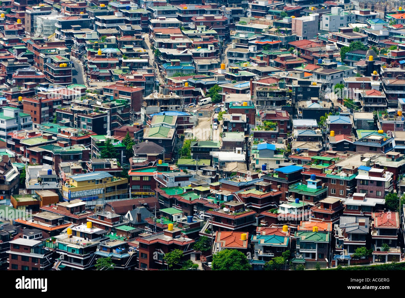 Densamente popolato basso Appartamento quartiere Seoul COREA DEL SUD Foto Stock
