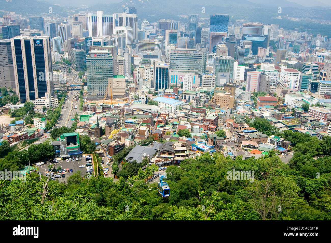 Downtown di Seul Skyline Cityscape di Namsan Seoul COREA DEL SUD Foto Stock