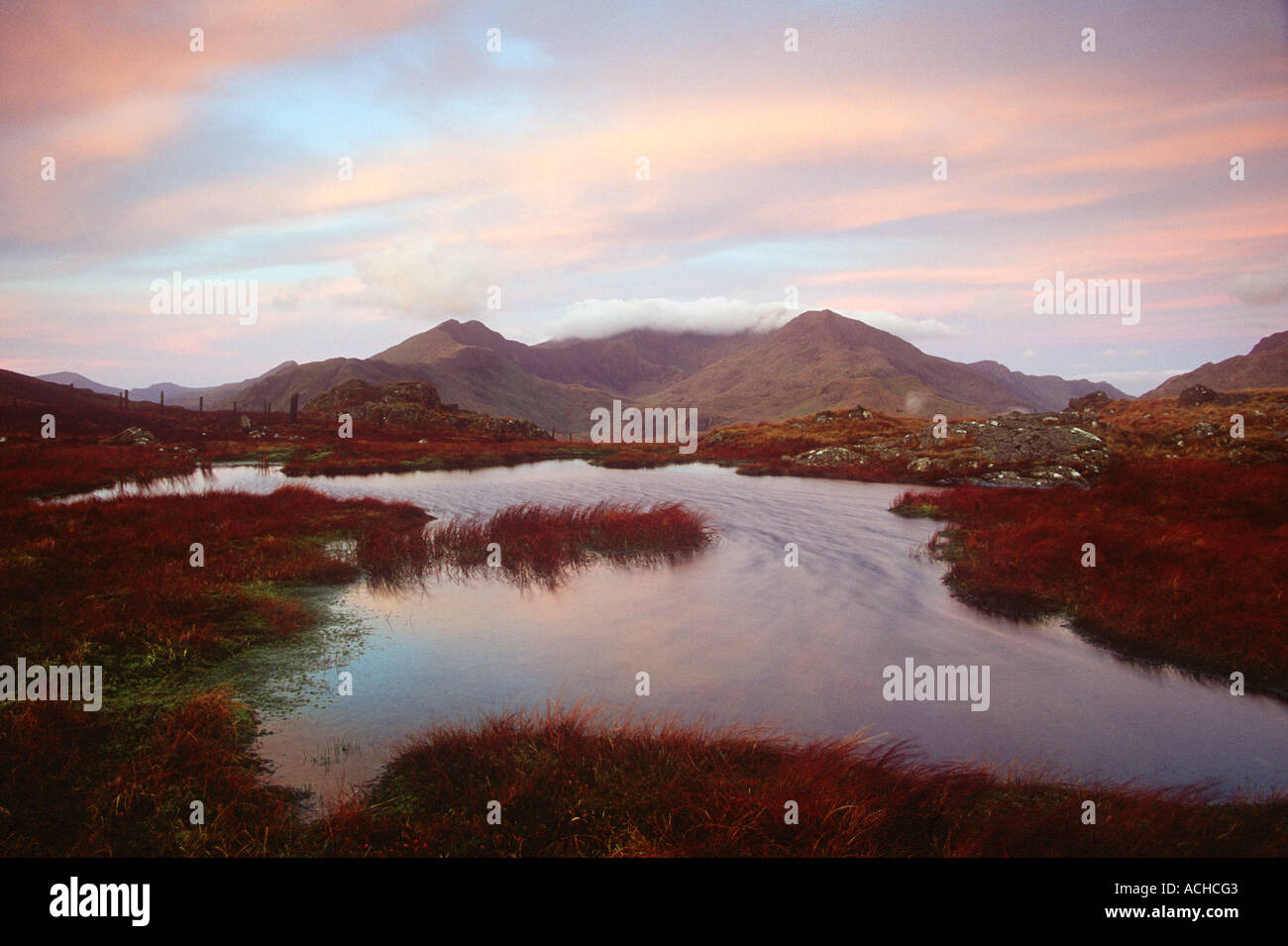 Snowdon Horseshoe all'alba Snowdonia North West Wales Foto Stock