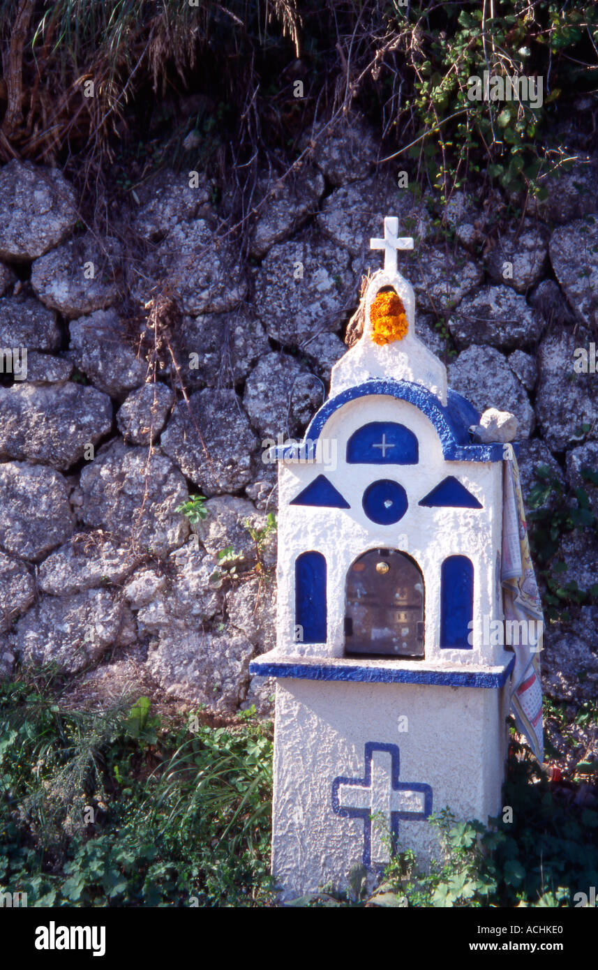 Grecia Isole Ionie strada Santuario Eklisaki in Lefkada Foto Stock