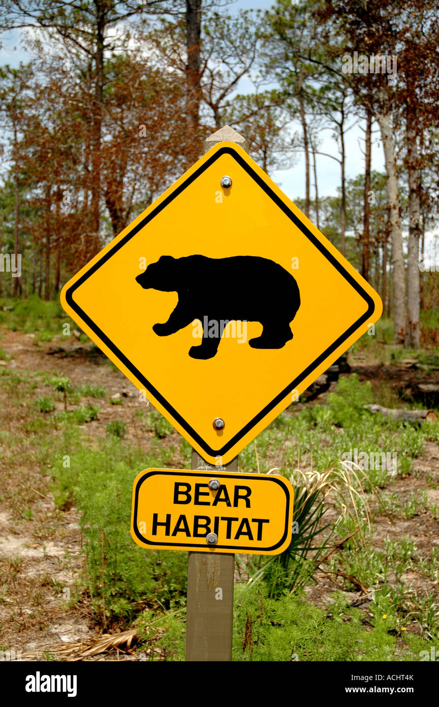 Black Bear Habitat segno di avvertimento Wekiwa Springs State Park Florida Foto Stock