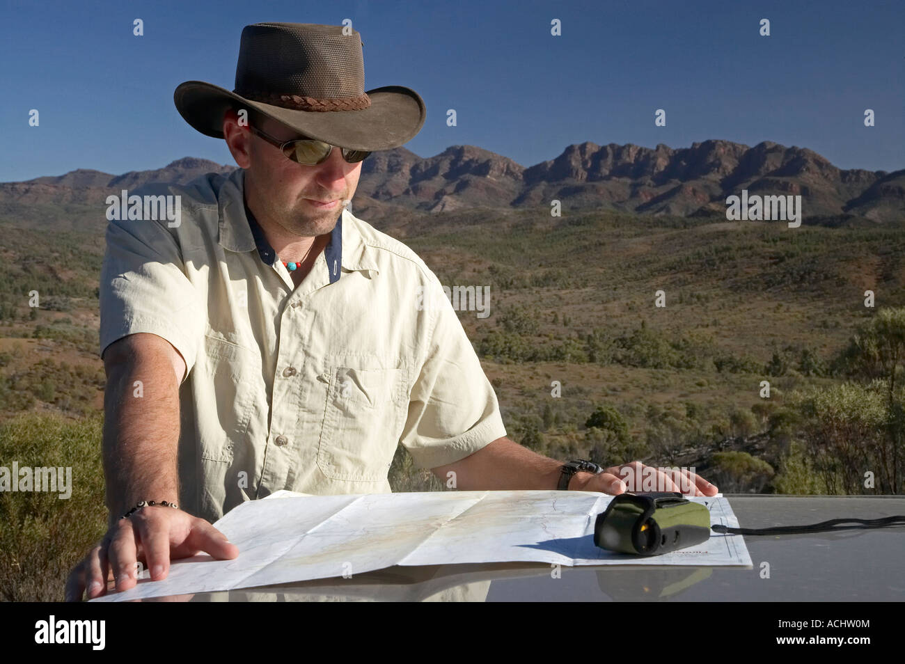 Controllare la Mappa Flinders Ranges Outback South Australia Australia Foto Stock