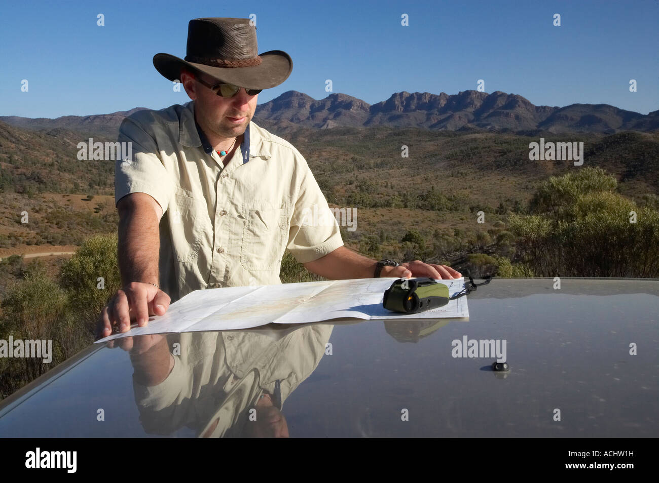 Controllare la Mappa Flinders Ranges Outback South Australia Australia Foto Stock