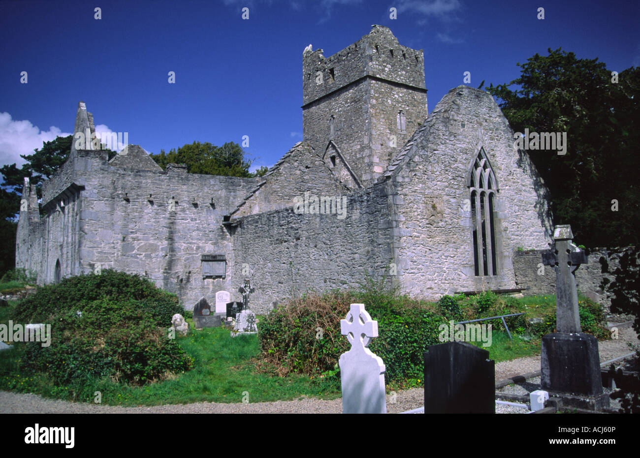 Abbazia Muckross, Parco Nazionale di Killarney, Co Kerry, Irlanda. Foto Stock