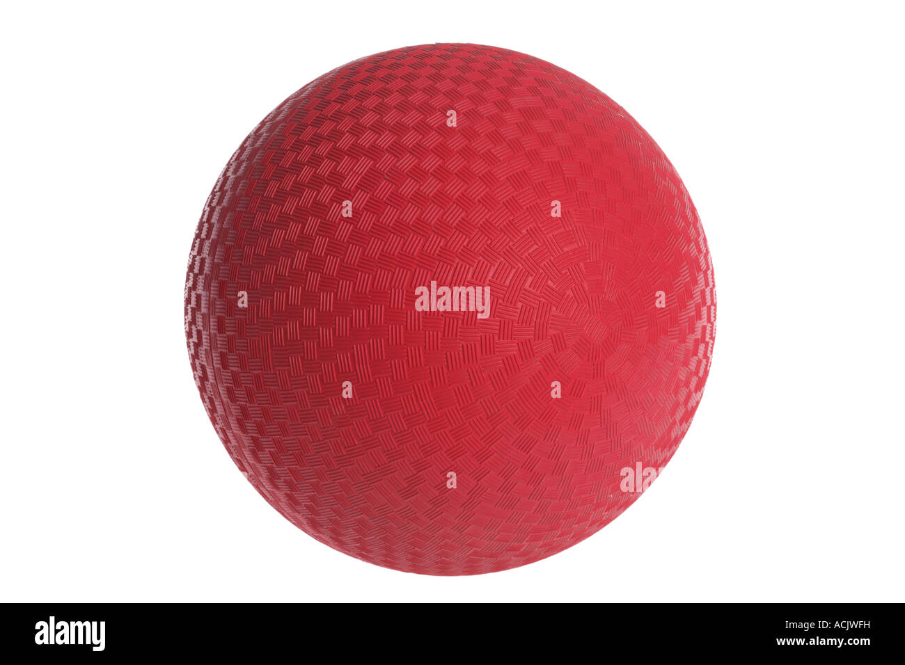Red sfera in gomma ritagliata su sfondo bianco Foto Stock