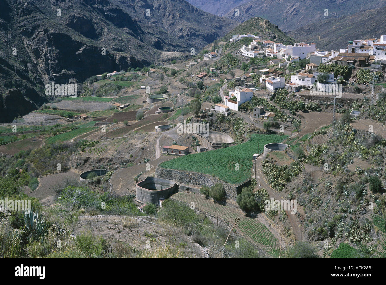 Villaggio nella valle di Bentaiga Tejeda Gran Canaria Isole Canarie Spagna Foto Stock