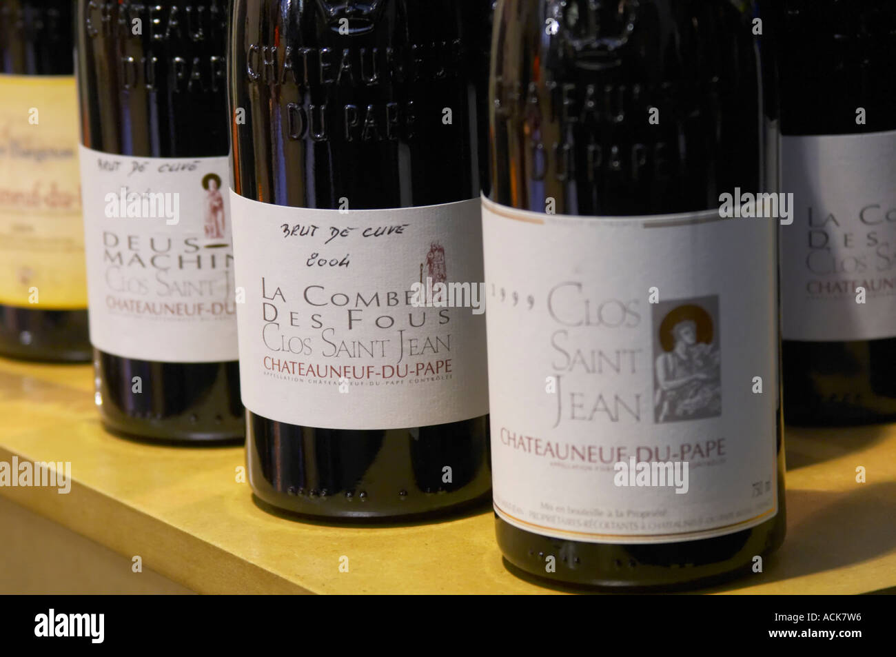 Clos Saint Jean Chateauneuf du Pape, La Combe des Fous, Deus ex machina, Rhone, Francia Foto Stock