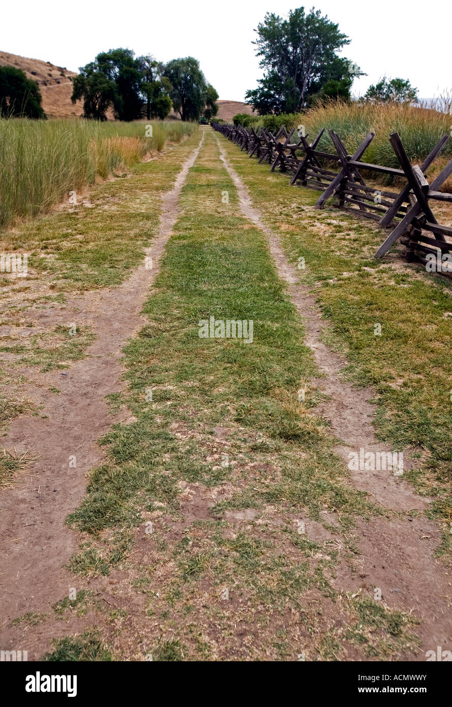 Oregon Trail come si vede a Whitman mission Sito Storico Nazionale di Washington Foto Stock