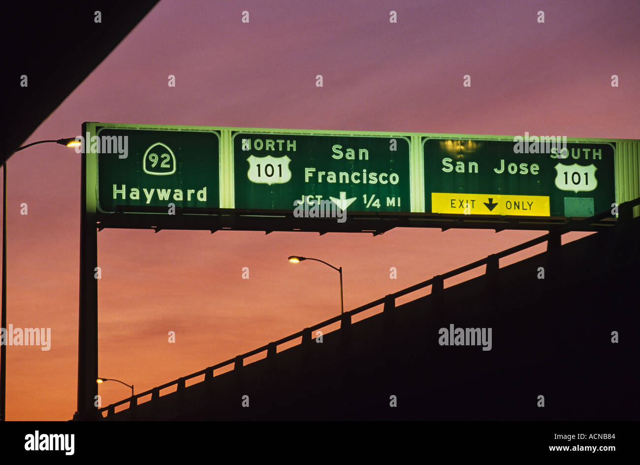 California Highway 101 freeway segno a San Francisco e San Jose Foto Stock