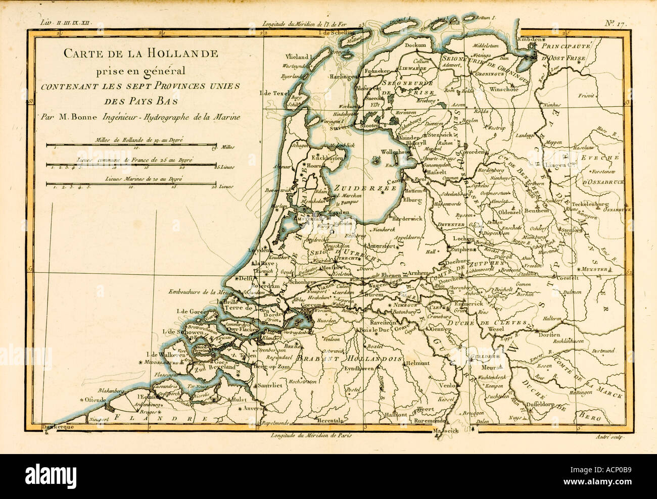 Mappa di Holland circa 1760 Foto Stock