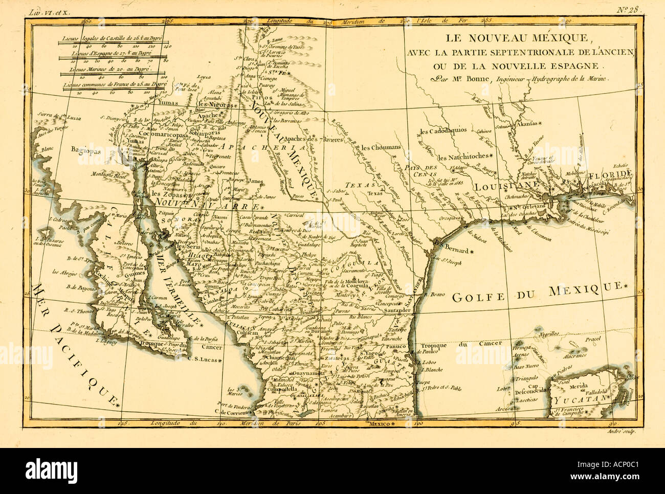 Mappa di nuovo Messico circa 1760 Foto Stock