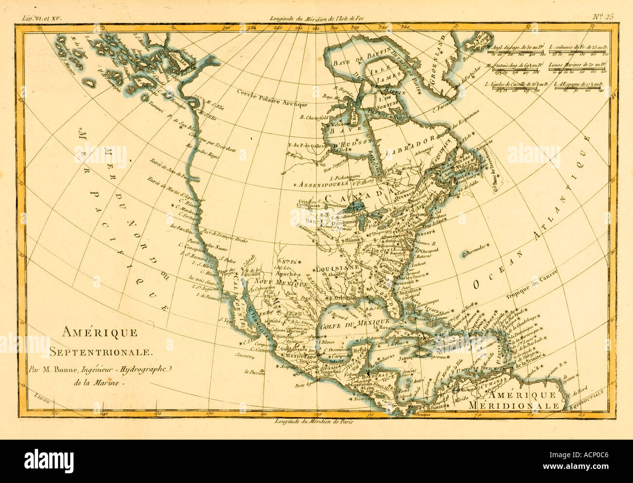 Mappa del Nord America circa 1760 Foto Stock