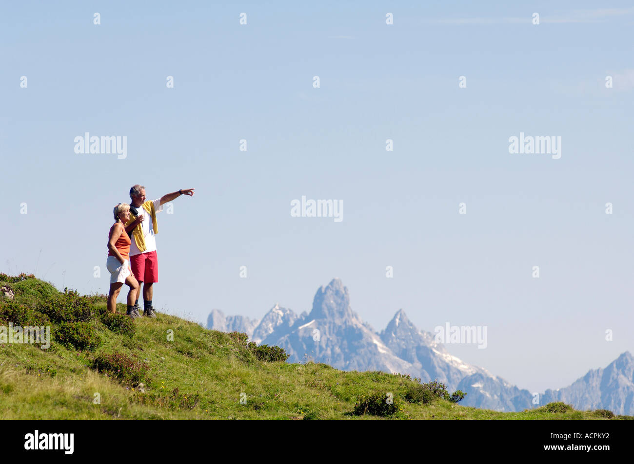 Austria, Salzburger Land,Coppia matura escursionismo Foto Stock