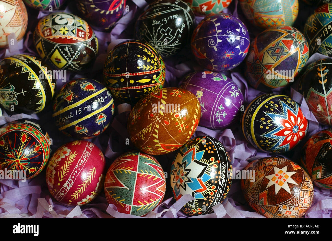Pysanka ucraino uova uova di pasqua Foto Stock
