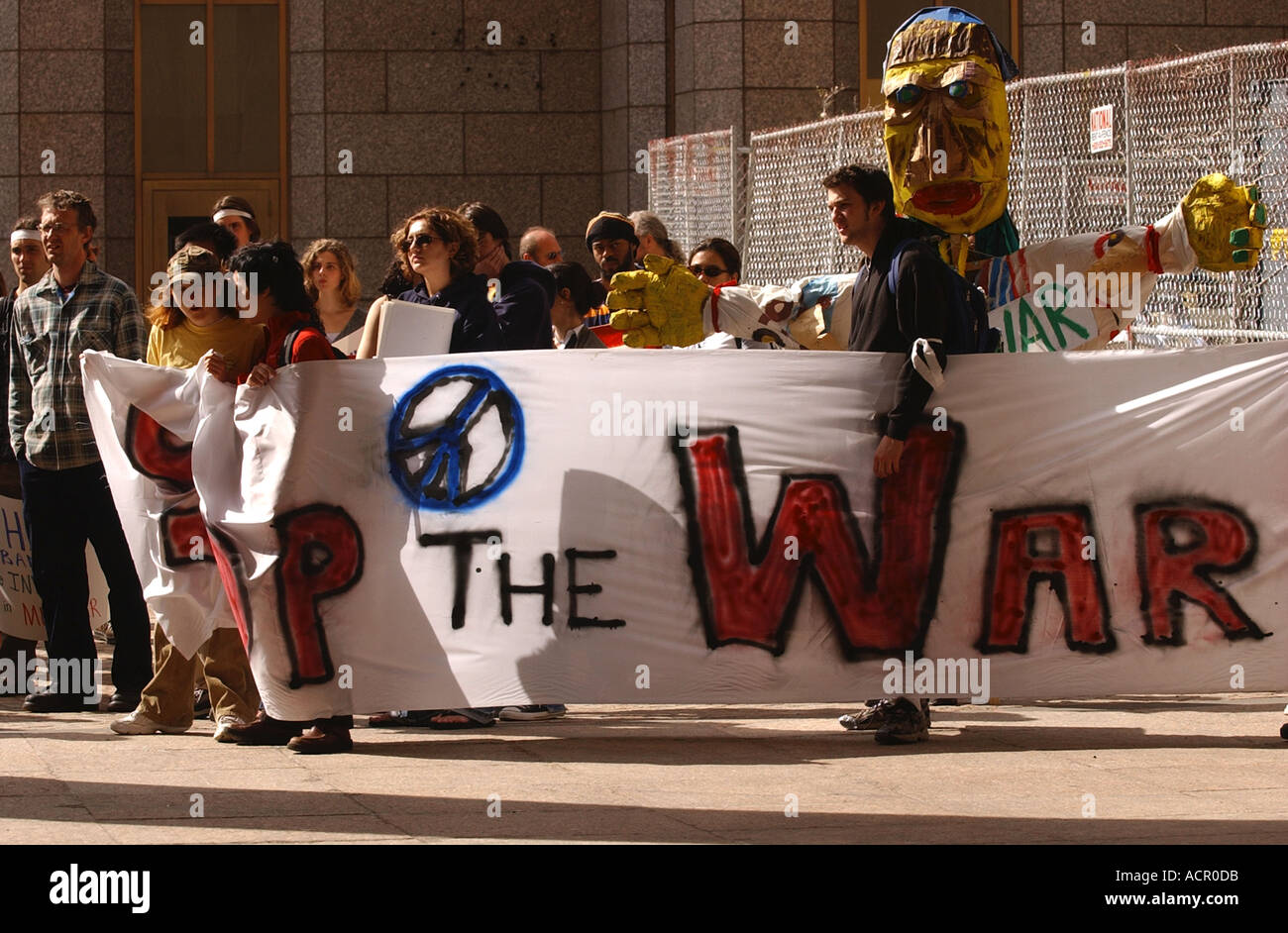 La protesta di guerra che protestavano gli Stati Uniti e la guerra in Iraq New Haven Connecticut USA Foto Stock