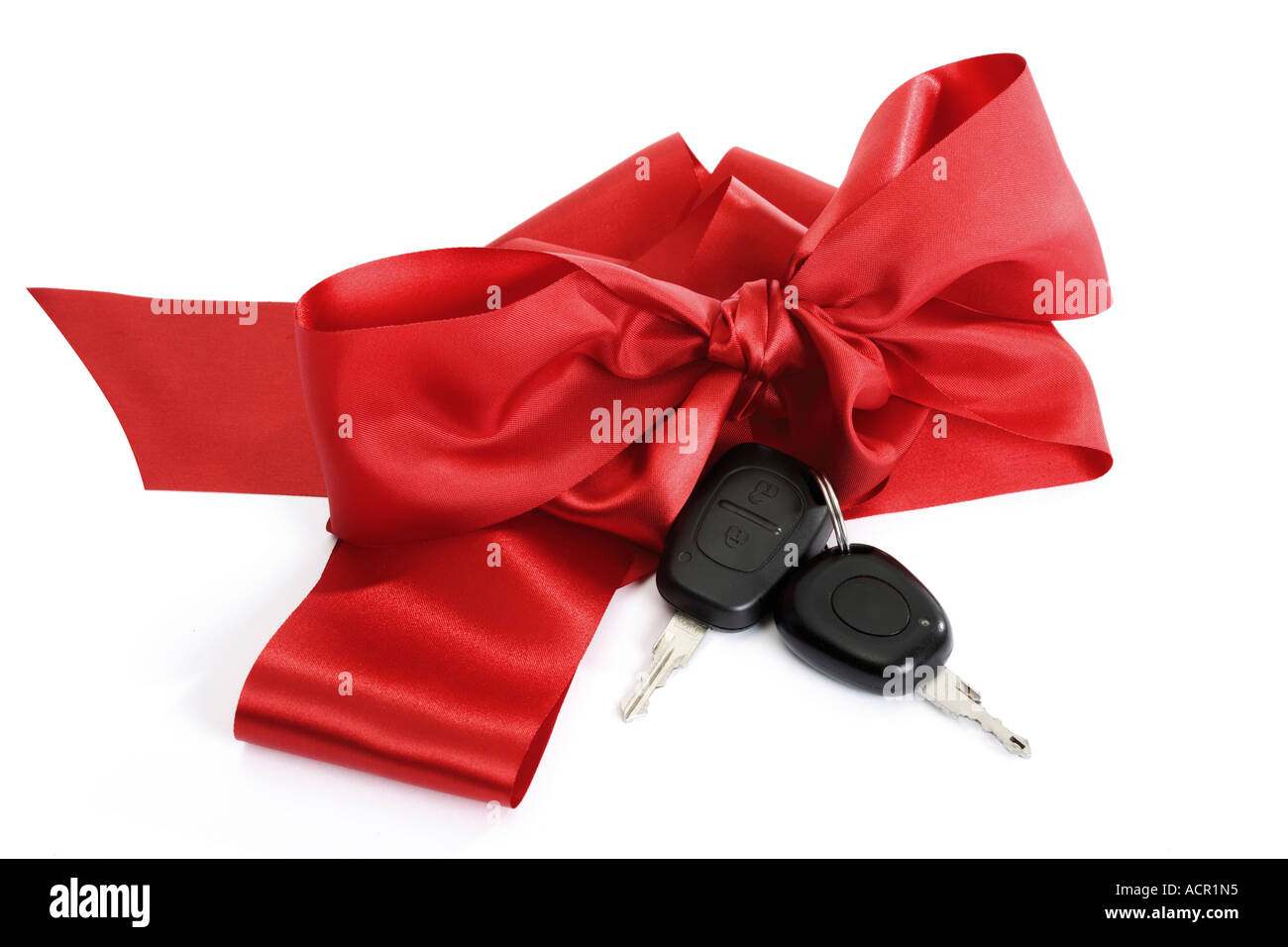 Chiavi auto con arco rosso, close-up Foto Stock