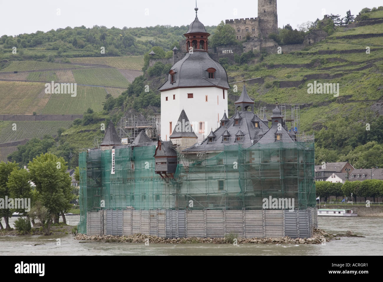 La Pfalz nel Reno vicino a Kaub, romantico Reno, Reno, Germania Foto Stock