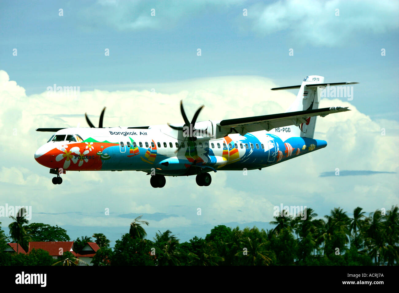 Bangkok Air ATR72 elica aereo arriva a Ko Samui Island airport Thailandia Foto Stock