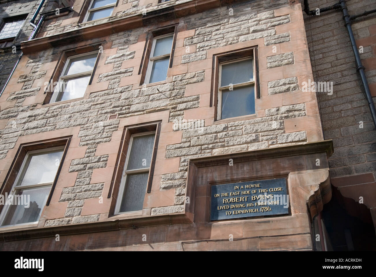 La casa di Robbie Burns sul Royal Mile di Edimburgo, Scozia Foto Stock