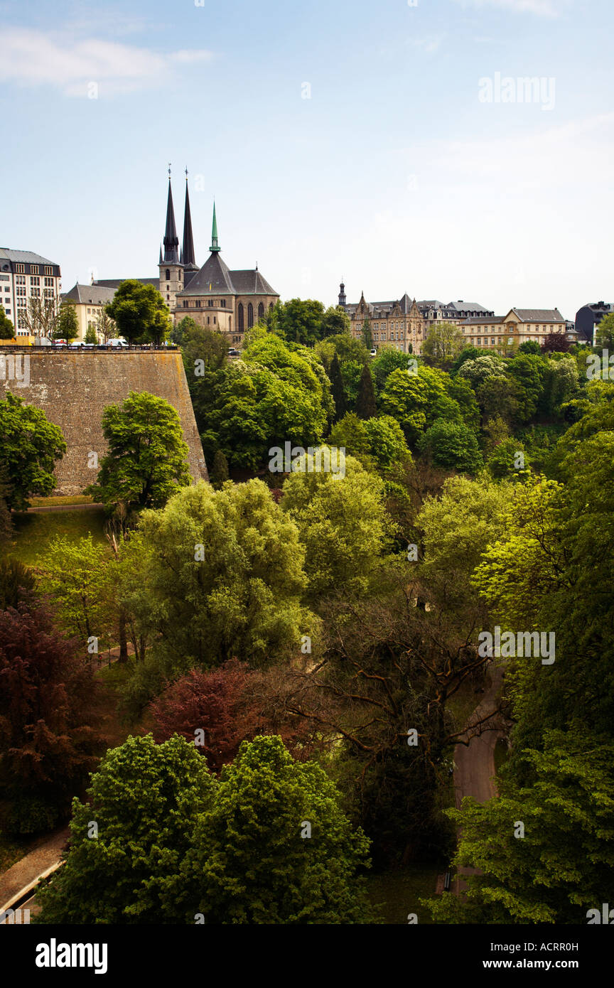 Città di Lussemburgo e valle Petrusse Foto Stock