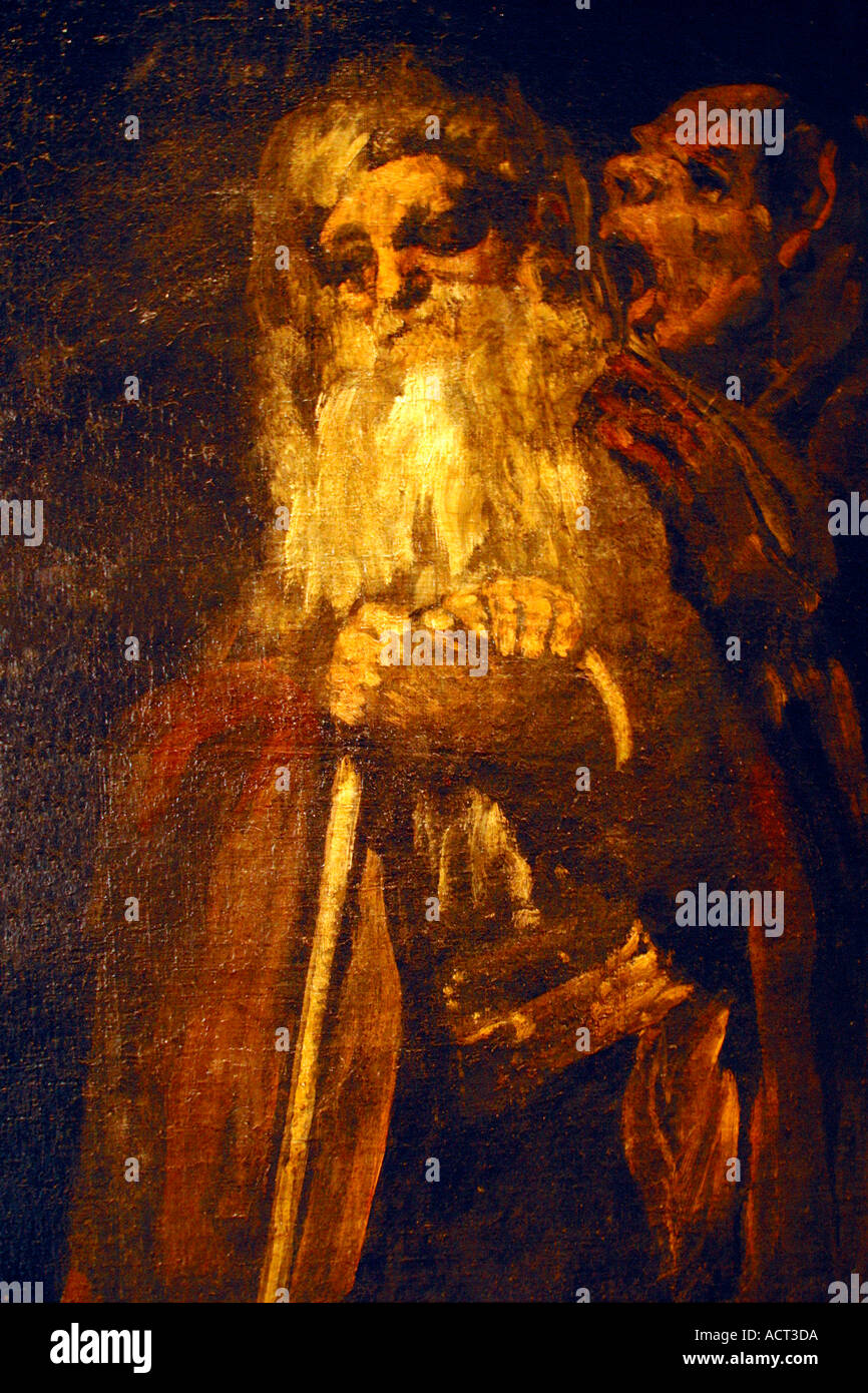 Museo del Prado Museum due uomini anziani da Goya Madrid Spagna Europa UE Foto Stock