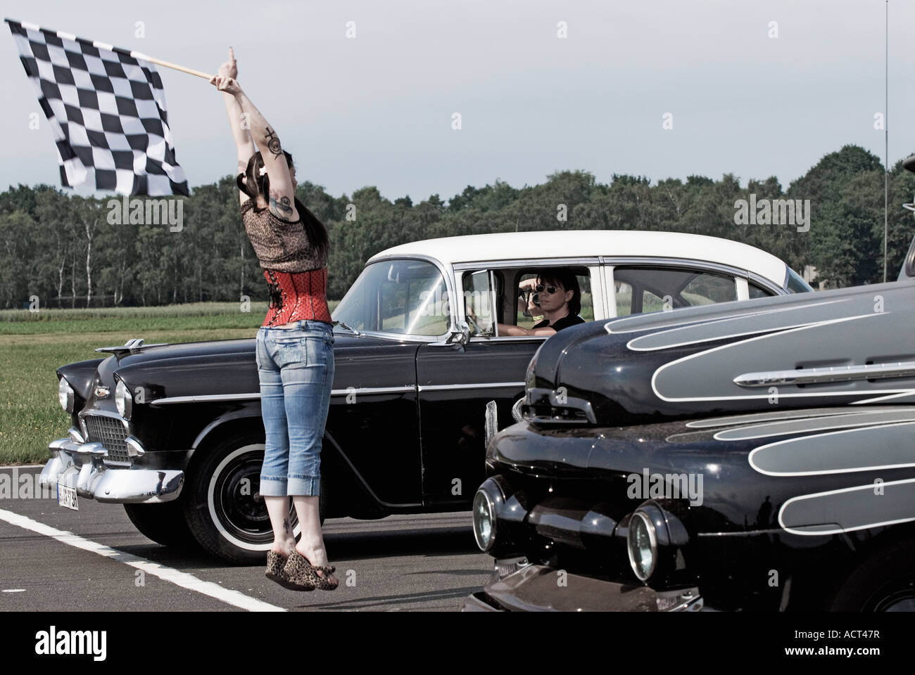 Bottrop Kustom Kulture 2007 Hot Rods Kustoms incrociatori di arte presso l'aerodromo di Bottrop Kirchhellen Foto Stock