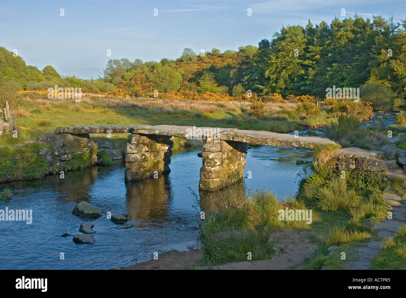 Battaglio bridge Postbridge, Parco Nazionale di Dartmoor, Devon, Regno Unito. Foto Stock