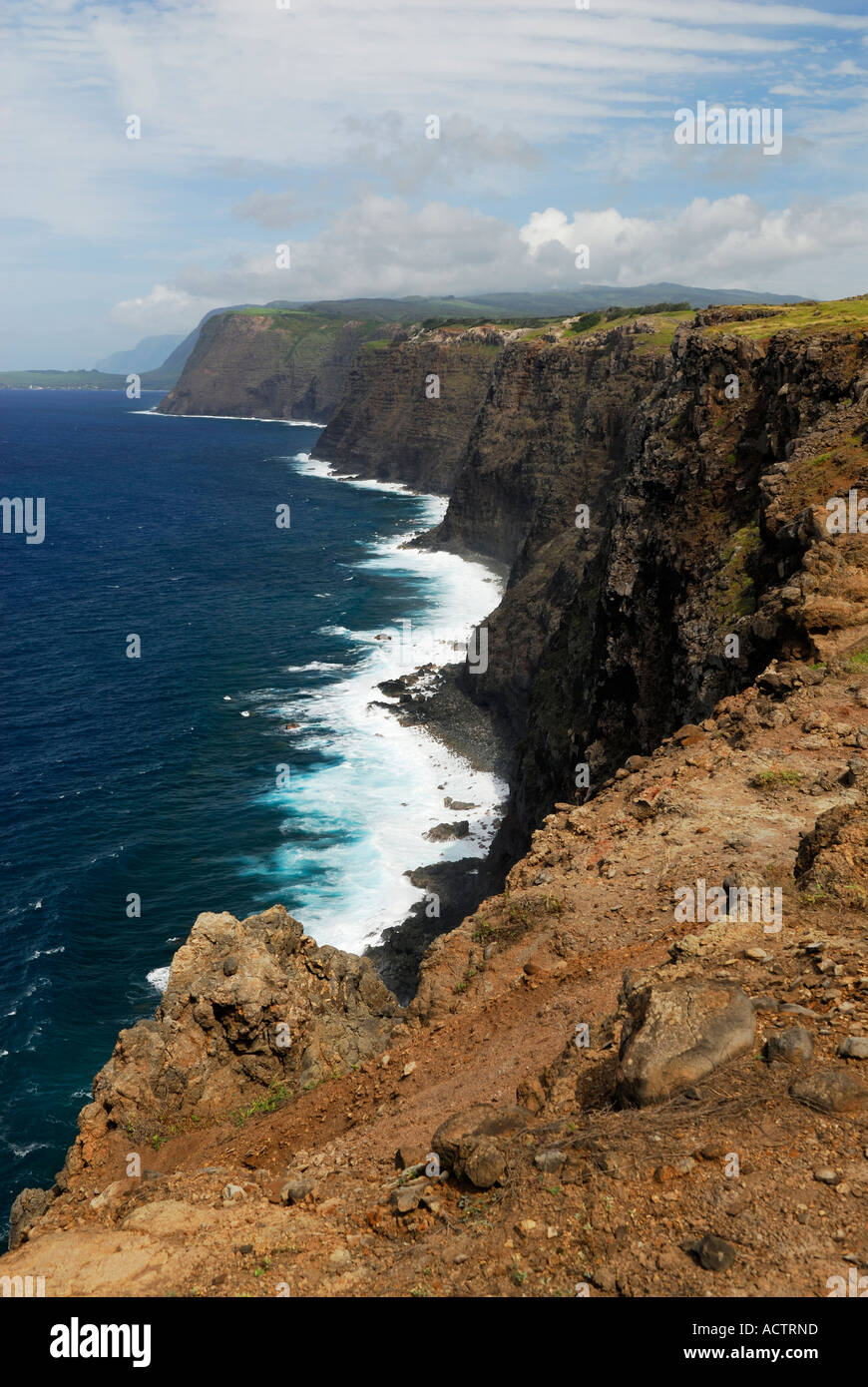 Costa Nord di Molokai scogliere marine più elevate nel mondo Hawaii Foto Stock