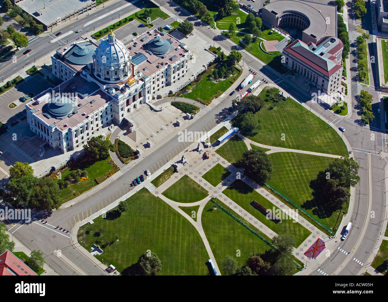 Vista aerea al di sopra di State Capitol Building Saint Paul Minnesota Foto Stock