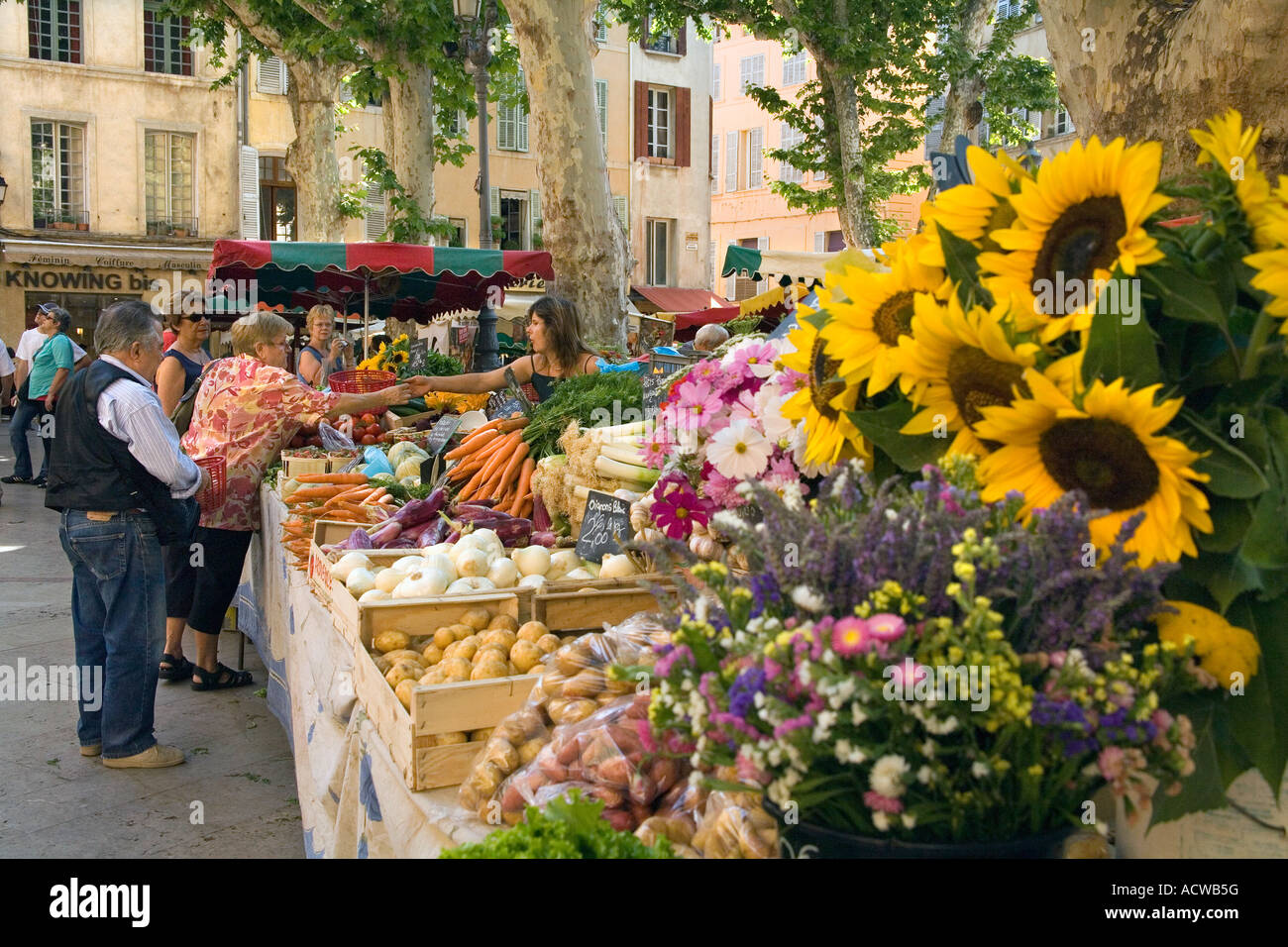 Richelmi Piazza Mercato a Aix Provence Sud FRANCIA Foto Stock