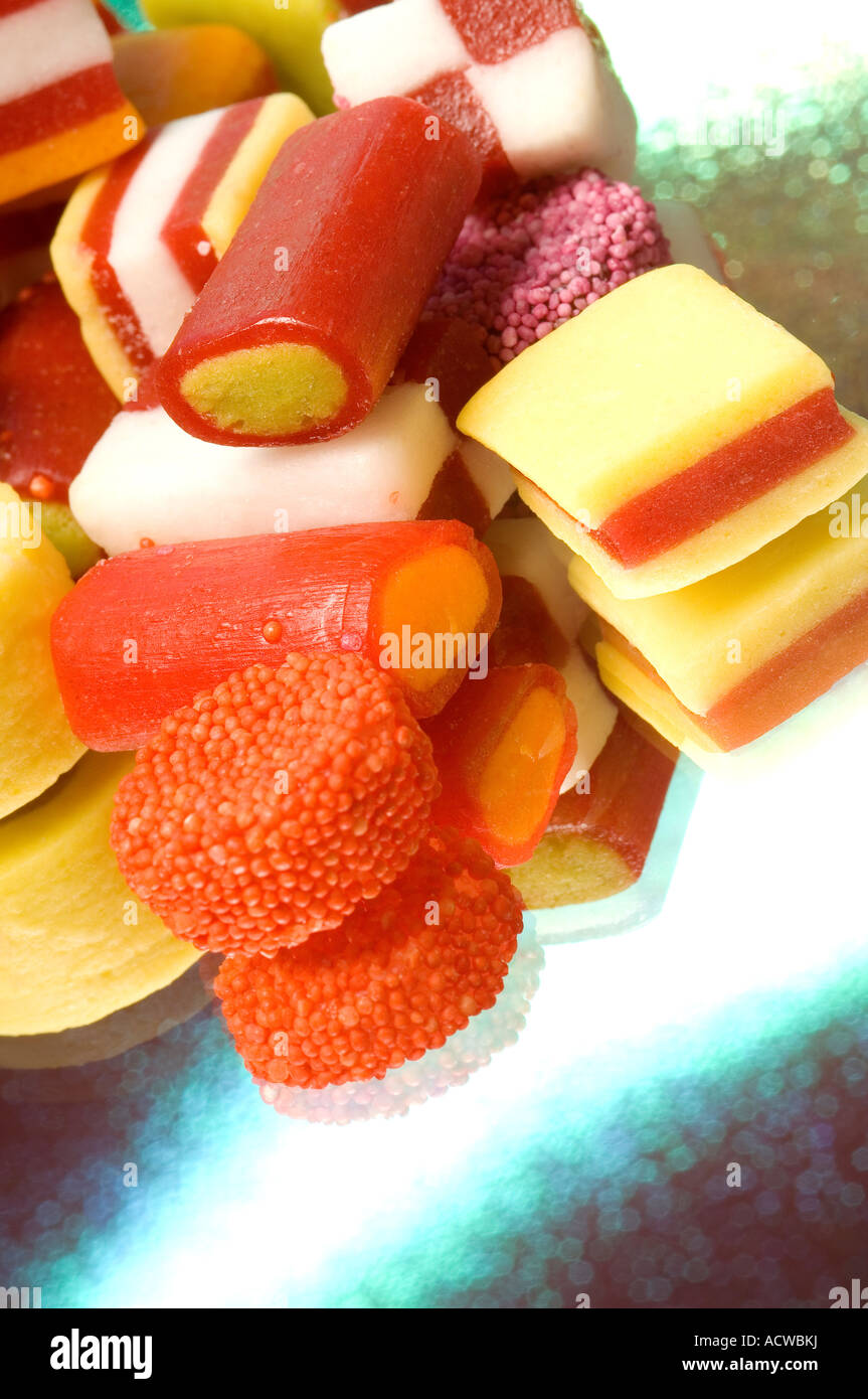 Primo piano di frutta frutta Allsorts dolci caramella Foto Stock