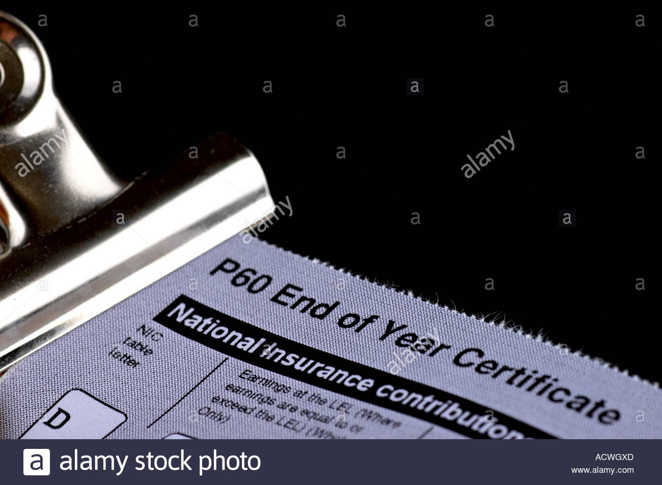 Un funzionario UK P60 di fine anno di certificato Foto Stock