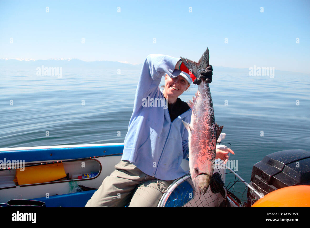 Salmone Chinook pesca di cattura Foto Stock