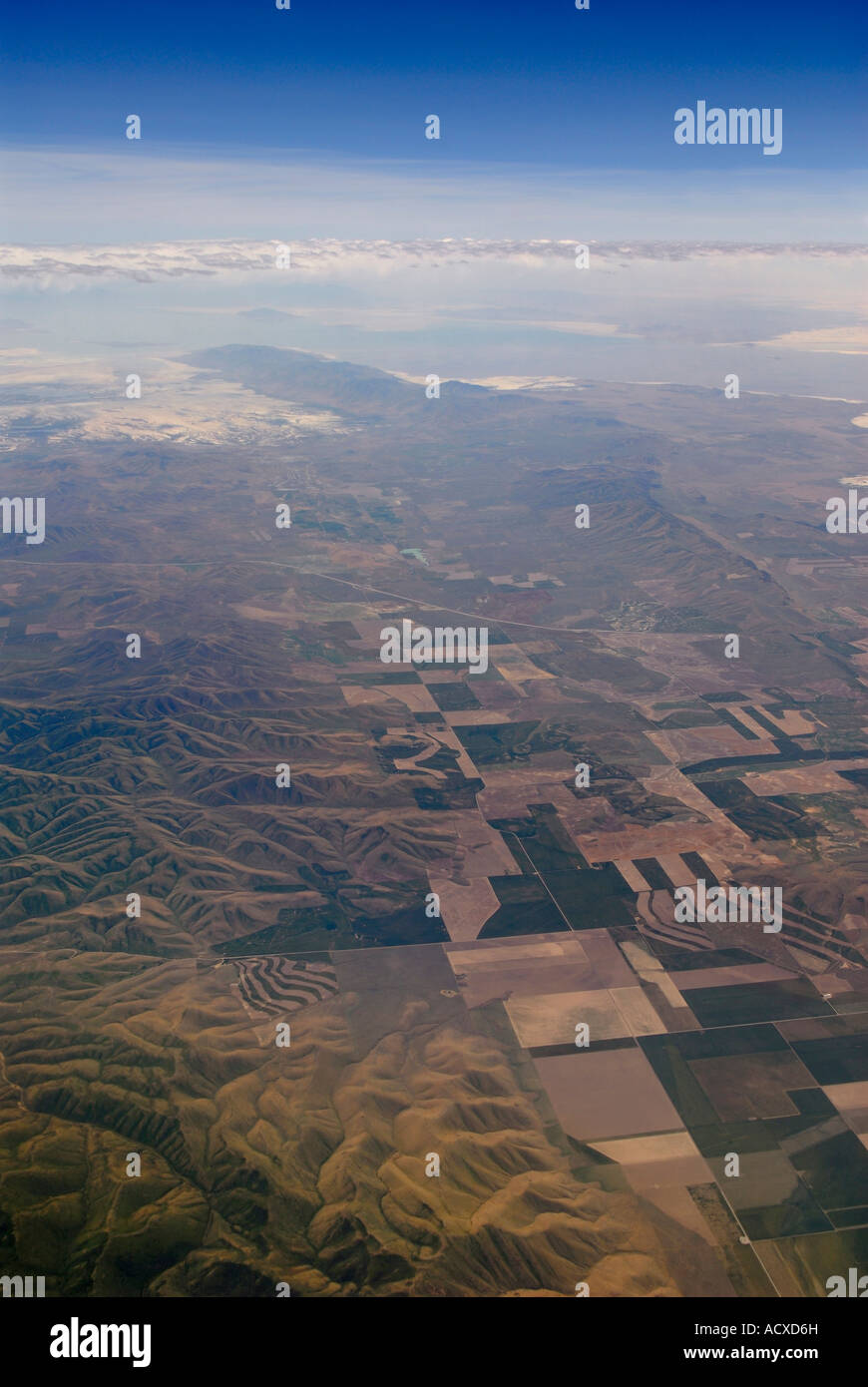 Vista aerea del grande lago salato e Blue Creek Box Elder County USA Utah Foto Stock