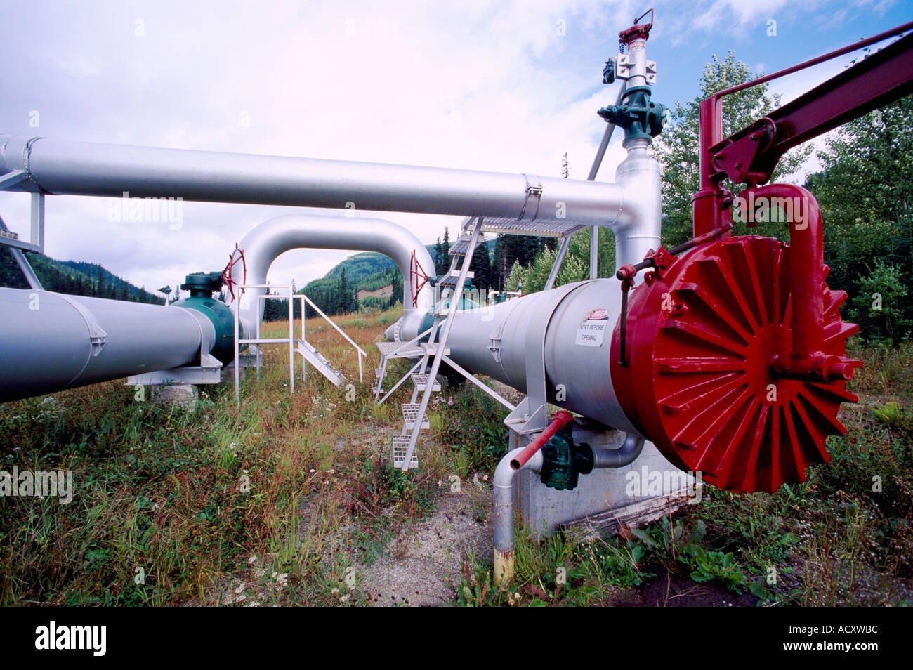 Una conduttura di gas naturale nel Nord della Columbia britannica in Canada Foto Stock