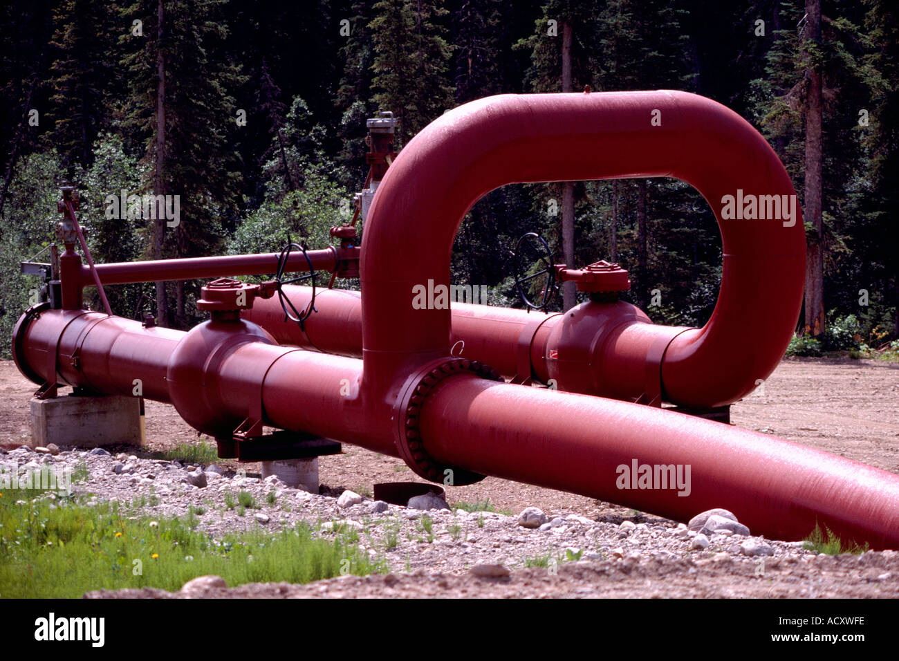 Una conduttura di gas naturale nel Nord della Columbia britannica in Canada Foto Stock