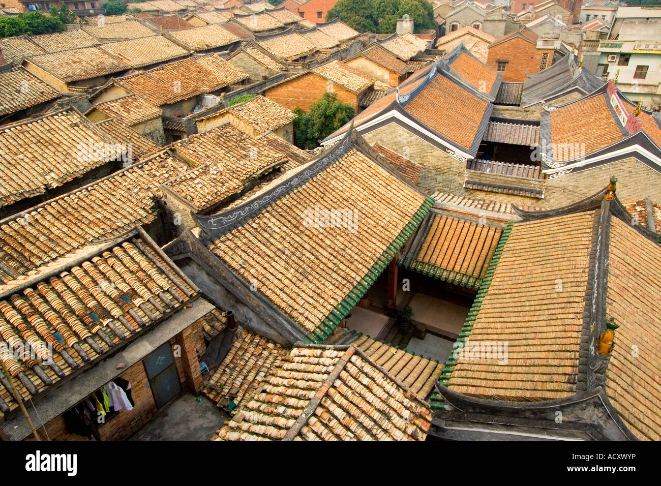 Cinese antico villaggio Nanshe tetti Chashan Town Dongguan Cina Foto Stock