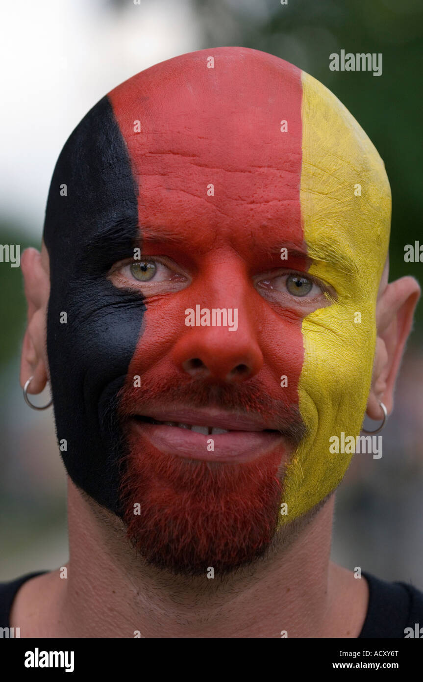 Il calcio tedesco ventola alla Coppa del Mondo FIFA 2006, Berlino, Germania Foto Stock