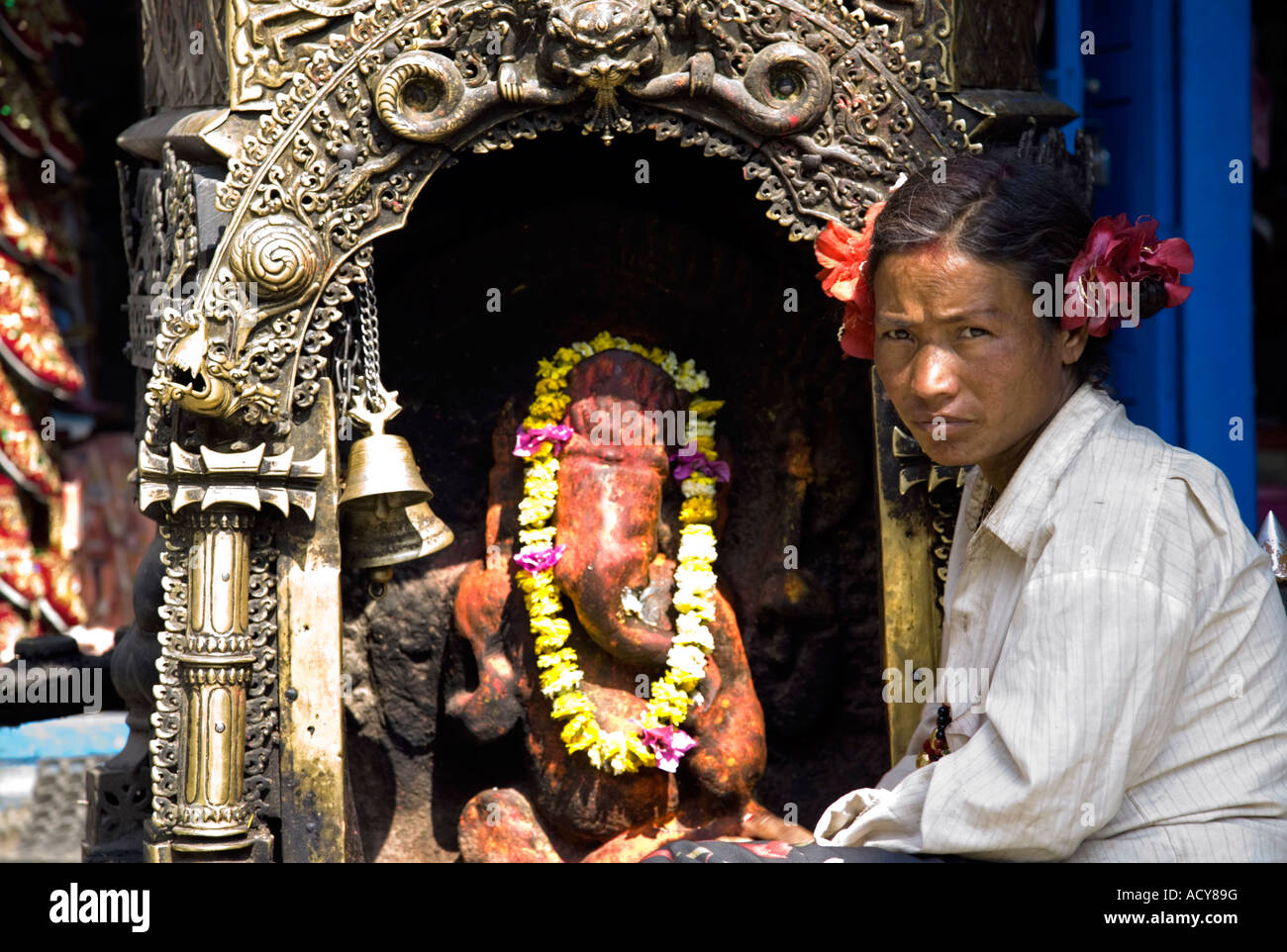 Ganesh Santuario. Indra Chowk. Kathmandu. Il Nepal Foto Stock
