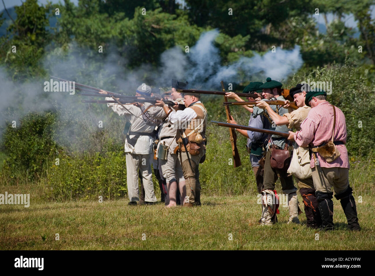 Guerra rivoluzionaria rievocazione storica battaglia Fort Plain New York Montgomery County Foto Stock