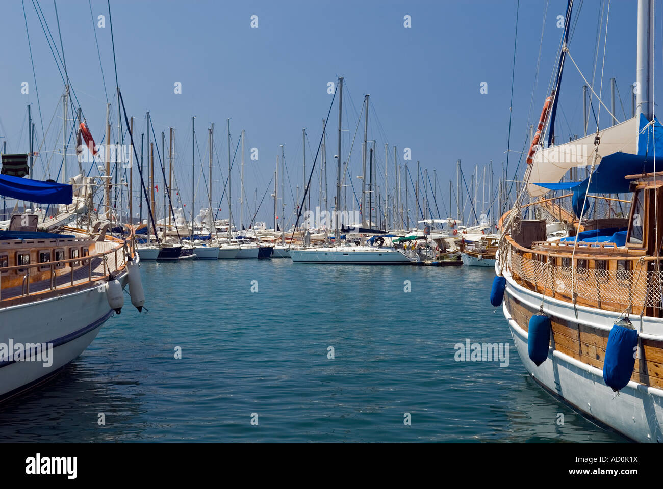 Barche a Bodrum Marina, Turchia. Foto Stock