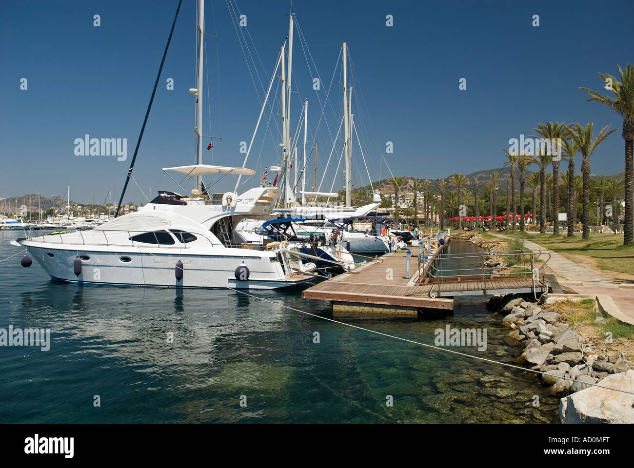 Barche nel porto Bodrum Yalikavak Marina, Turchia. Foto Stock
