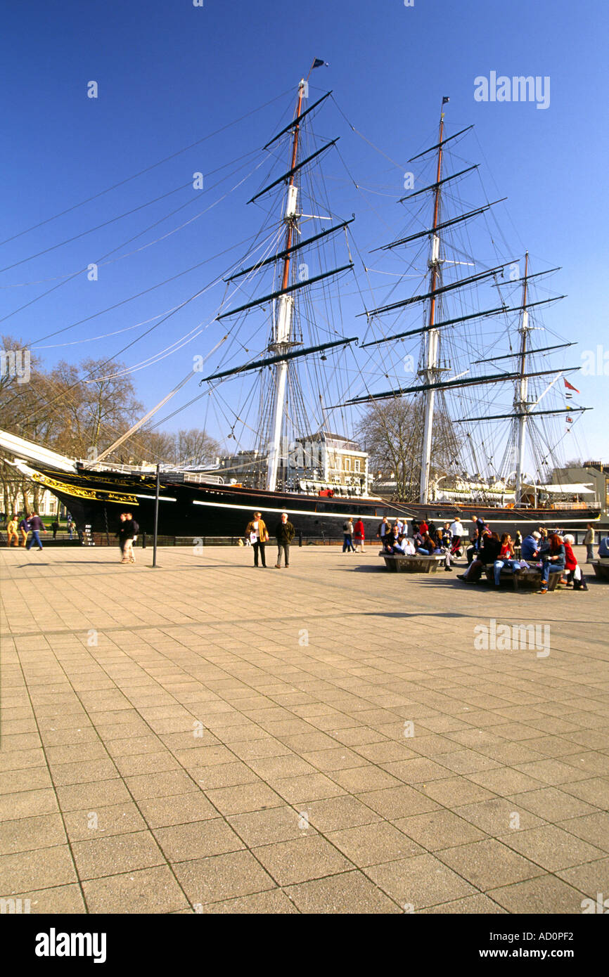 La storica Cutty Sark Clipper tè sul display a Greenwich, Londra. Foto Stock