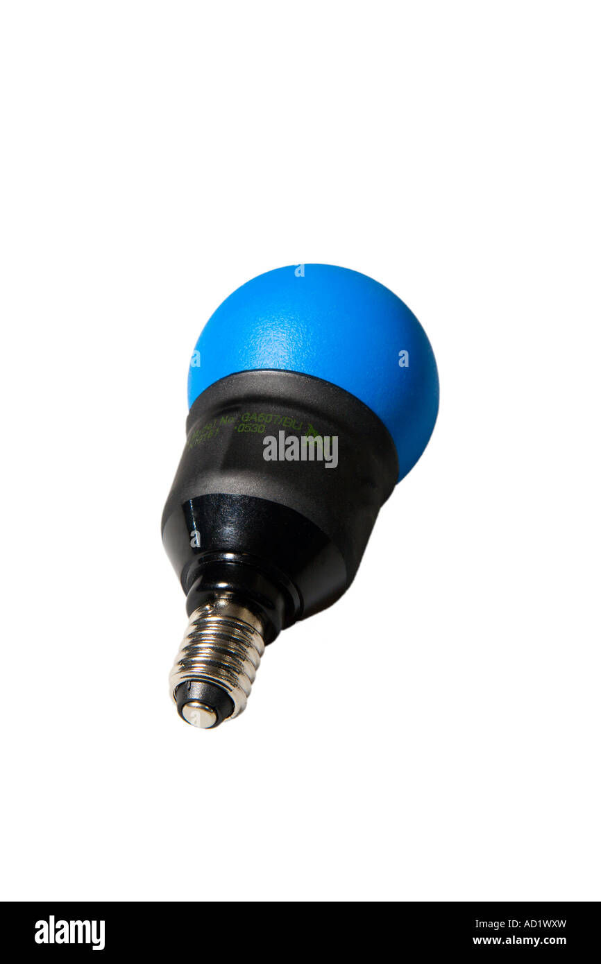 Colore blu risparmio energetico domestico lampadina della luce Foto Stock