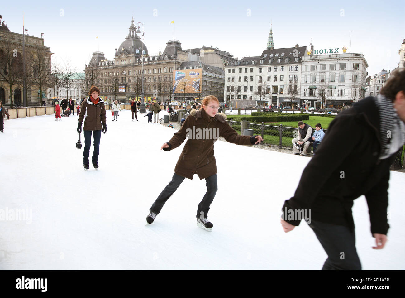 La pista di pattinaggio su ghiaccio in Copenhagen DANIMARCA Foto Stock