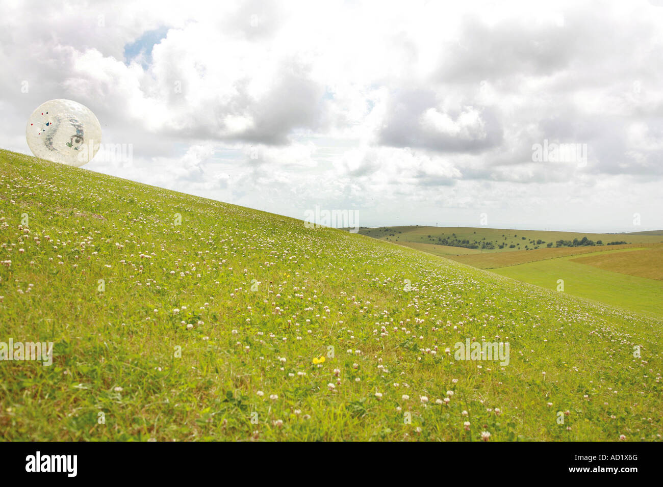 Orbing sulla South Downs vicino a Brighton Inghilterra Foto Stock