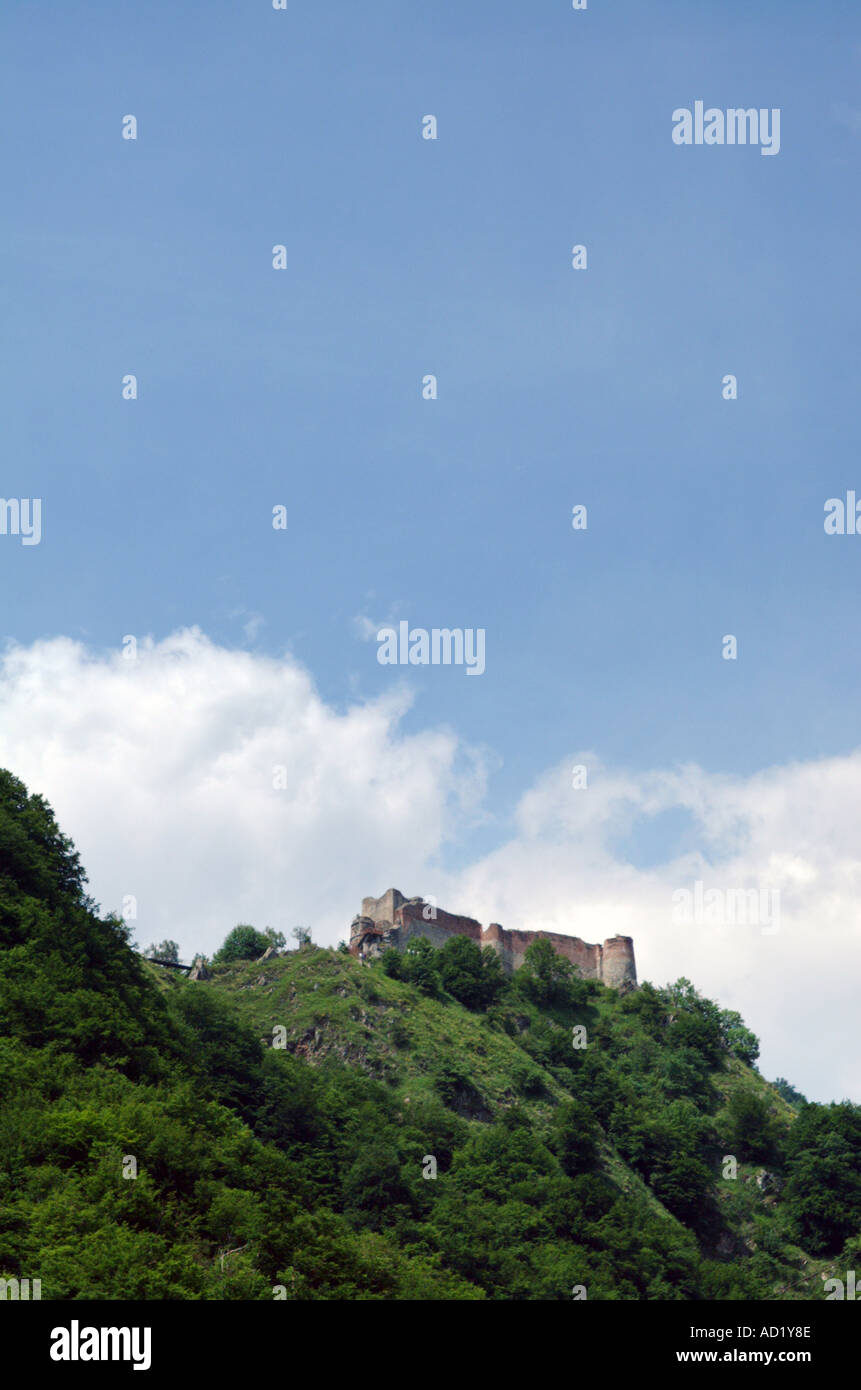 Il castello di Poienari si trova nei pressi del villaggio di Curtea de Arges circa 2 5 ore di viaggio in treno da Bucharest Romania Europa Foto Stock