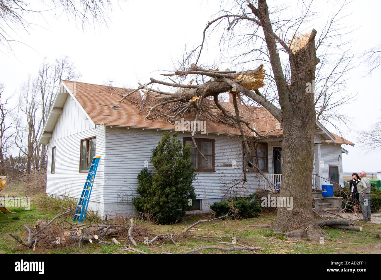 Tornado danneggiamento da Göteborg, Nebraska, Stati Uniti d'America. Foto Stock