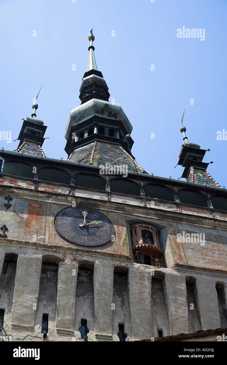Clock Tower, Turnul cu Ceas, Sighisoara, Transilvania, Romania Foto Stock