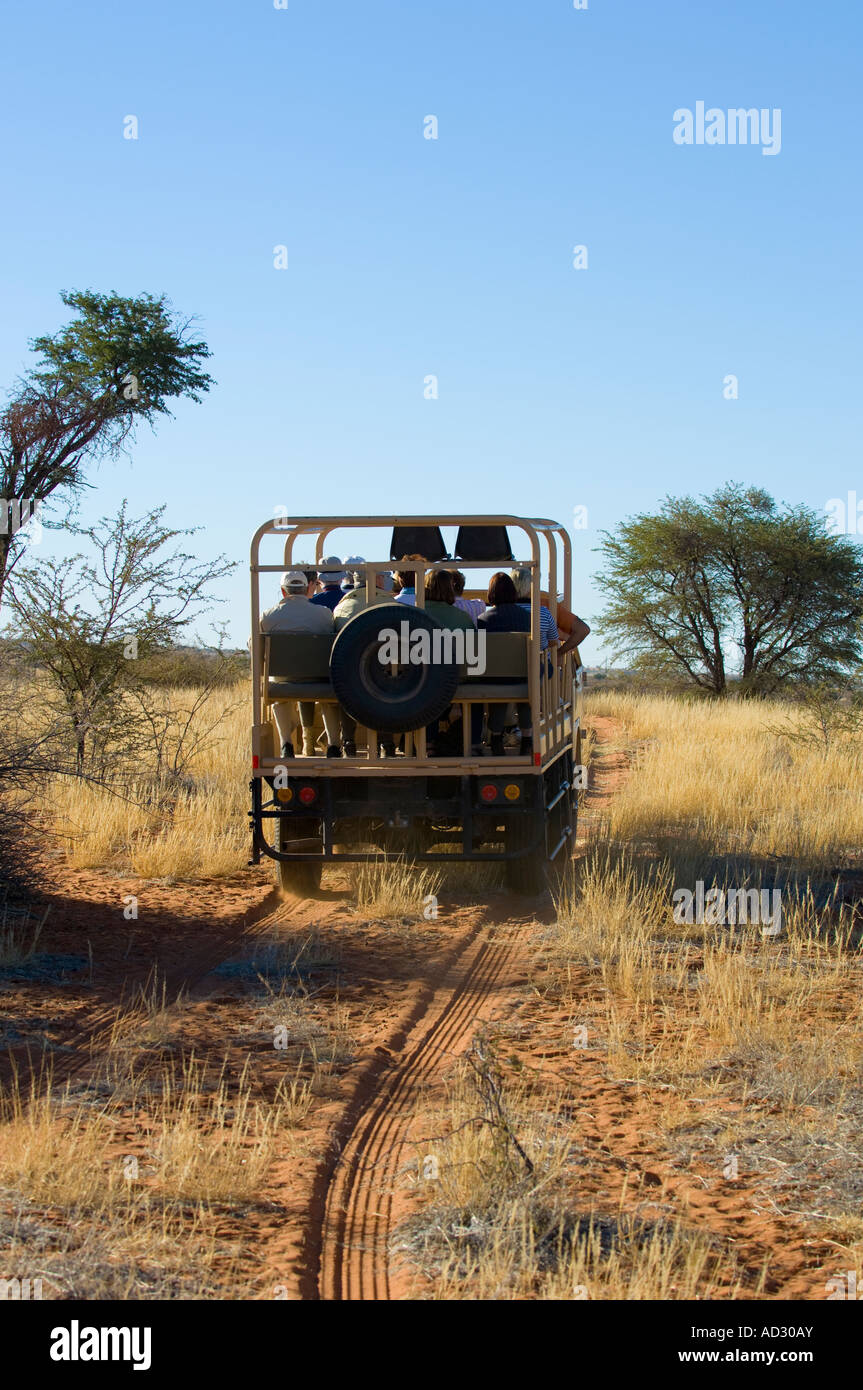 Sundowner game drive deserto Kalahari Namibia Foto Stock
